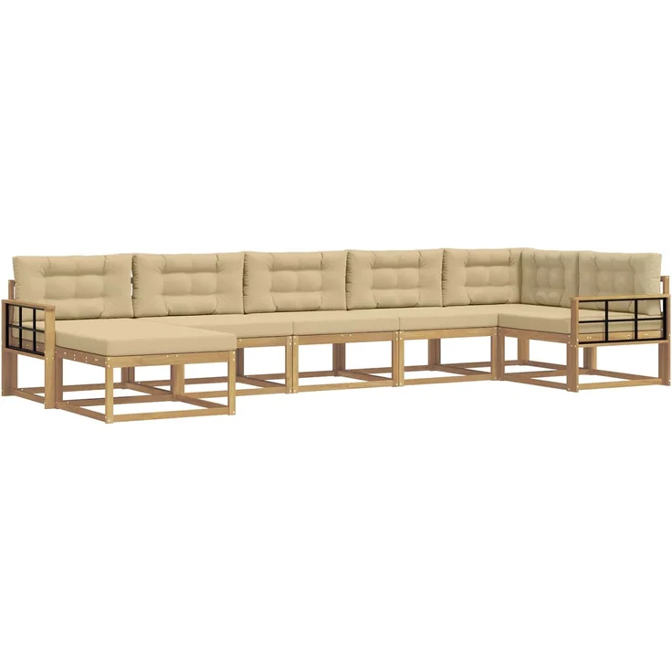 vidaXL Outdoor-Sofagarnitur 7 stk. 7-Sitzer Weiß und Beige 3386772 – Bild 2