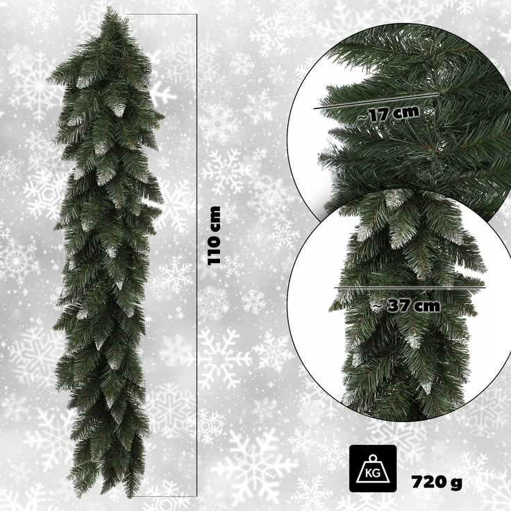 KADAX Weihnachtsbaumgirlande 110 cm verschneit – Bild 3