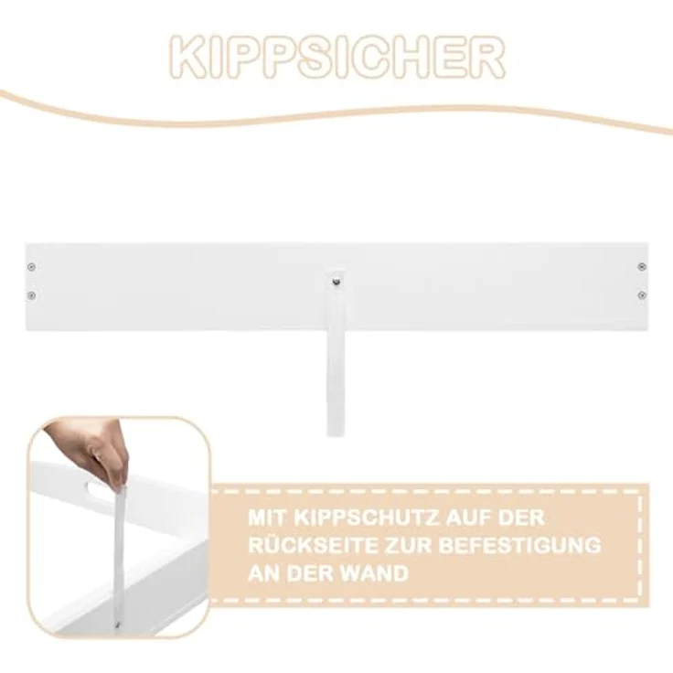 WOLTU Wickelaufsatz universal, Wickeltischaufsatz für Kommode mit Tiefe 47-51cm und Breite ab 80 cm, Wickeltischaufsatz, mit Seitenwänden, 80 x 10 x 75 cm, Weiß – Bild 7
