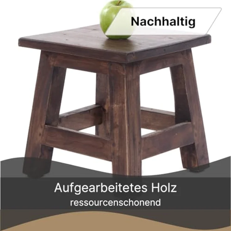 DESIGN DELIGHTS Hocker Fusshocker PALO, 27x26cm (HxB), rustikaler Holzhocker Massivhocker – Bild 4