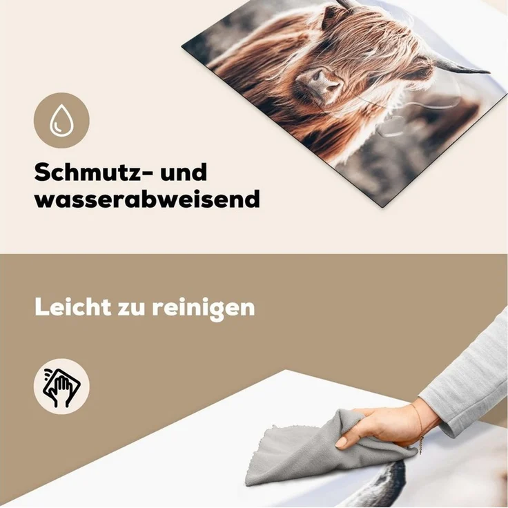 MuchoWow Herd-Abdeckplatte Schottischer Highlander - Berg - Hoorn, Vinyl, (1 tlg), Ceranfeldabdeckung Küche, Herdabdeckplatte Einteilig, 59x51 cm – Bild 4