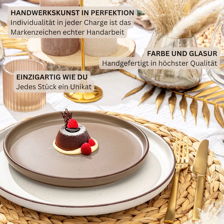 SÄNGER Steingut Dessertteller Bombay Erdfarben 4 teilig – Bild 5