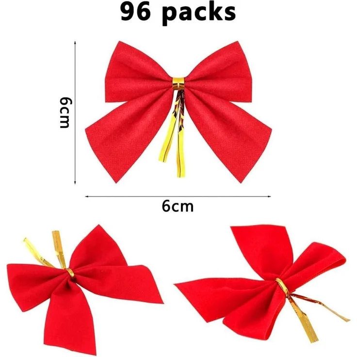 96 Rote Weihnachtsschleifen 6cm, Festliche Geschenkschleifen für Weihnachten – Bild 2