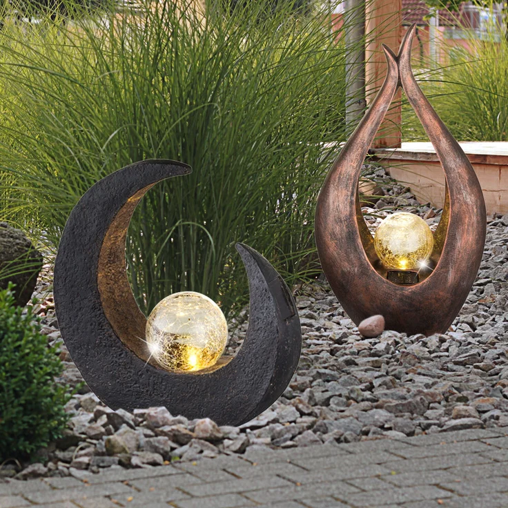 2er Set LED Solarleuchten mit Glas Kugel in Crackle Optik – Bild 8