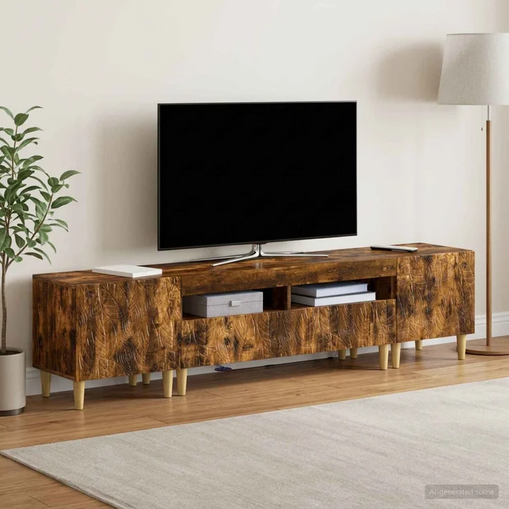 vidaXL 3-teiliges LED TV Regal DELFT Raucheiche Holzwerkstoff 3416764 – Bild 3