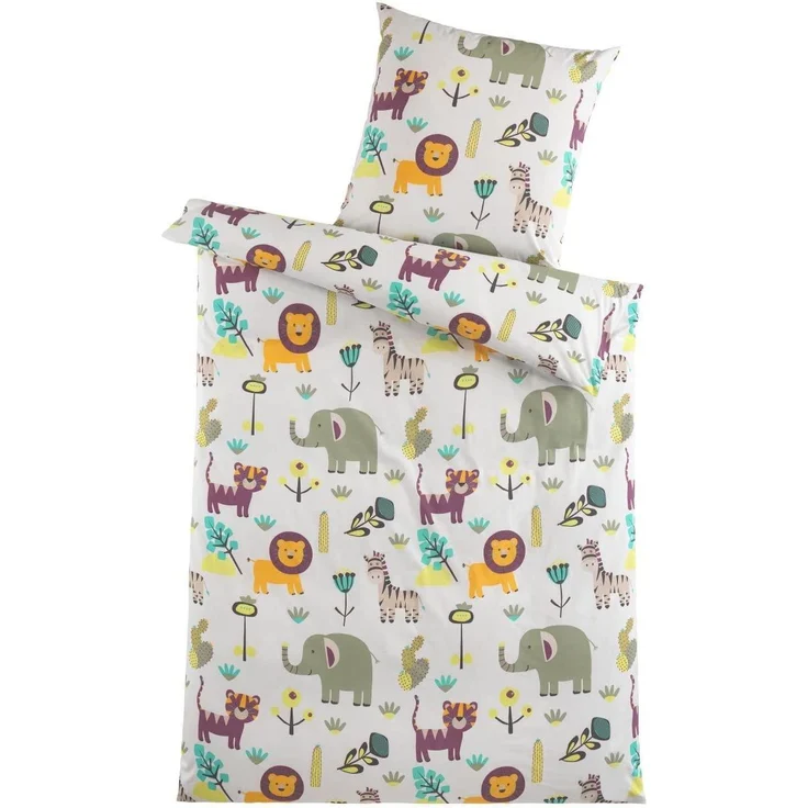 Soma Microfaser Bettwäsche 135x200 cm Bettbezug 135x200 cm Kopfkissenbezug 80x80 cm Kinder Safari – Bild 1