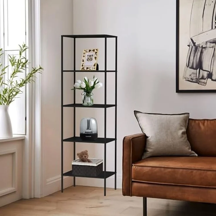 DanDiBo Standregal Schwarz Schmal Metall mit 5 Ebenen 170x50x35 cm Regal Bad Küche Stehend 96472 Metallregal Aufbewahrungsregal Modern – Bild 5
