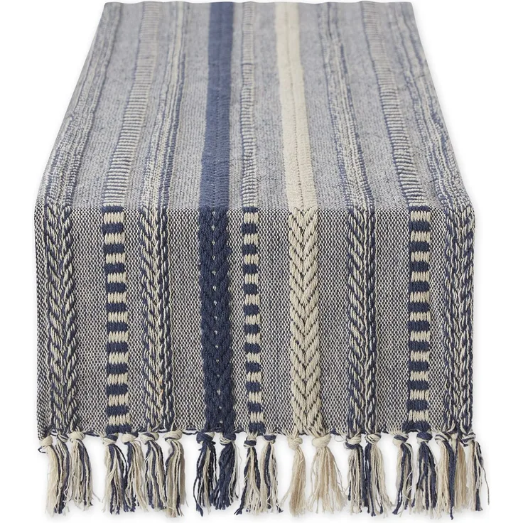 DII Farmhouse Tischläufer-Kollektion, geflochten, gestreift, 38,1 x 183,9 cm (38,1 x 180,2 cm, Fransen im Lieferumfang
