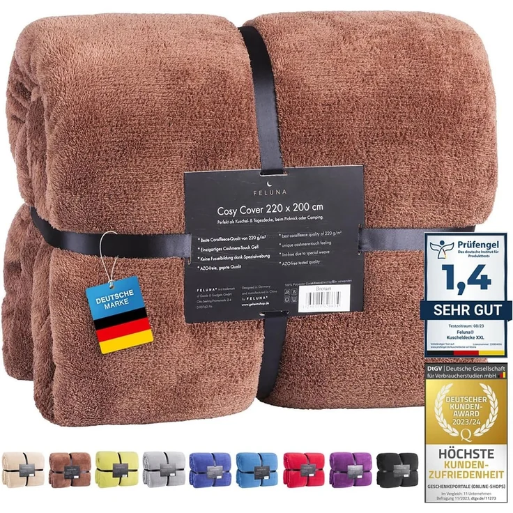 Wohndecke FELUNA Coral Fleece Kuscheldecke XXL – Superweicher Cashmere-Touch, Feluna, Tagesdecke Kaschmir-Touch 220 x 200 cm – Bild 1
