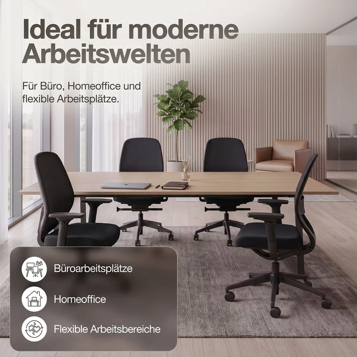 ASSMANN Ergonomischer Bürostuhl Atessa mit Polsterrücken in schwarz Schwarz 63x53x100cm Textil – Bild 5