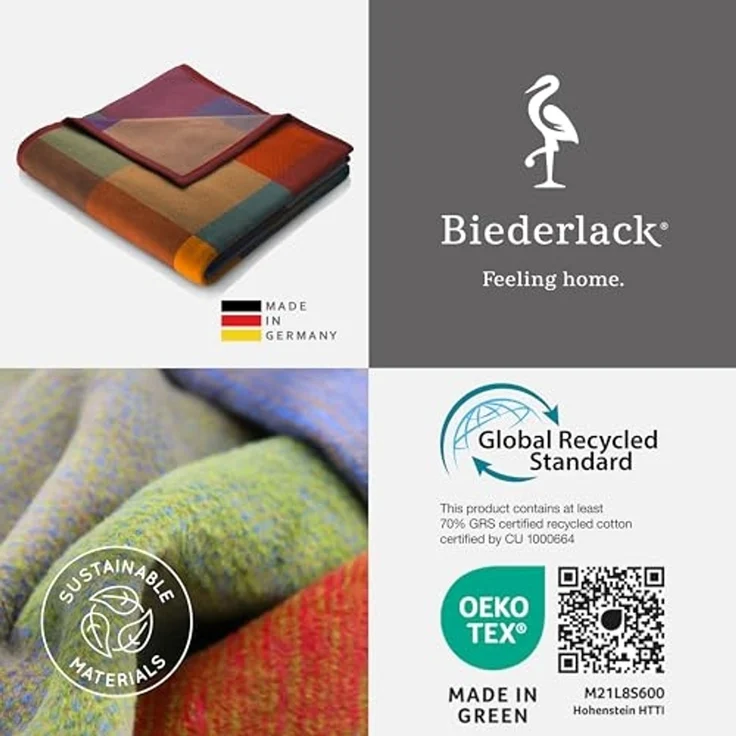 Wohndecke Colourmix, bunt karierte Sofadecke aus 100% Baumwolle in 150x200 cm, Biederlack, Made in Germany – Bild 7