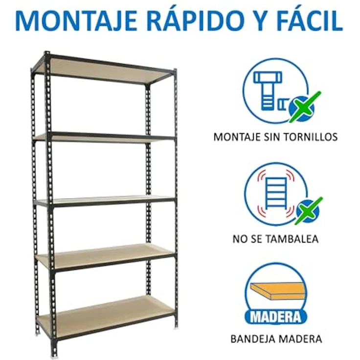 Simon Rack Metallregale, 2000 x 1000 x 300 mm, 5 Holzböden, 150 kg Biegepunkt, Lagerregale, Anthrazit/Holz - Holz – Bild 6