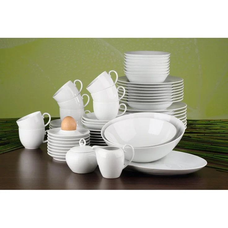 Seltmann Weiden Geschirr-Set Kaffeekanne 6 Personen Rondo weiss uni 7 von Seltmann Weiden, Porzellan – Bild 8
