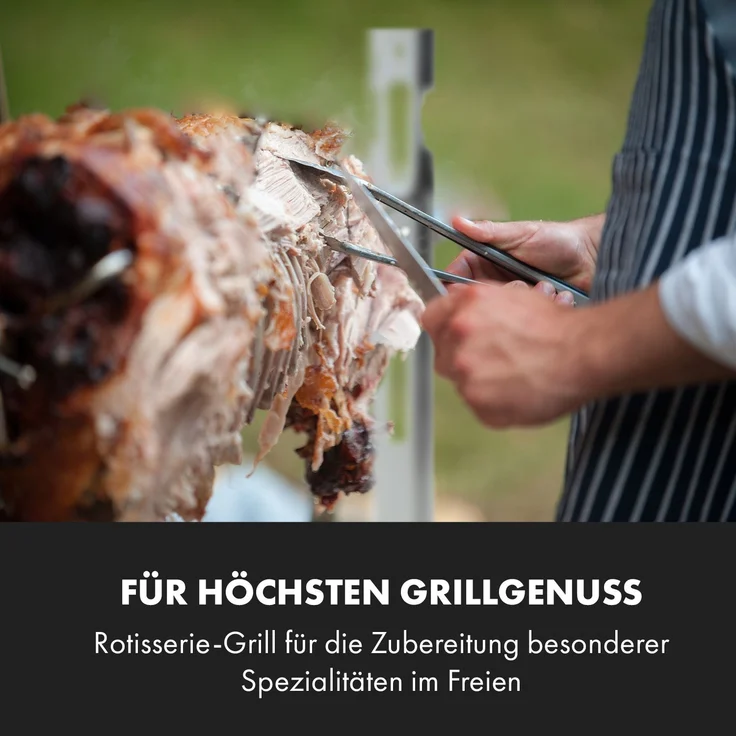 Klarstein Grillspieß Sauenland Survivor Spanferkelgrill 12W 70 kg Edelstahl 5 Stufen (Set), Grillspieß mit Motor Grill Drehspieß mit Motor Spanferkel Grill – Bild 2