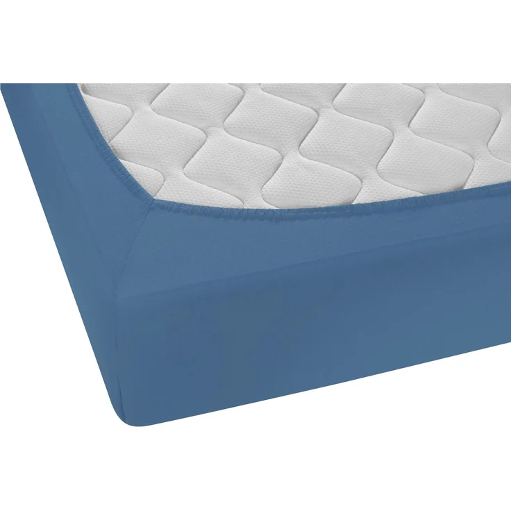 biberna Feinjersey-Spannbetttuch 0077144, azurblau, 1x 90x190 cm - 100x200 cm – Bild 2