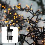 hellum LED Lichterkette außen Cluster, 23,98m 1200 LED Cluster Lichterkette warmweiß mit Timer, Strombetrieben indoor & outdoor, Weihnachtsbaumbeleuchtung mit Kabel