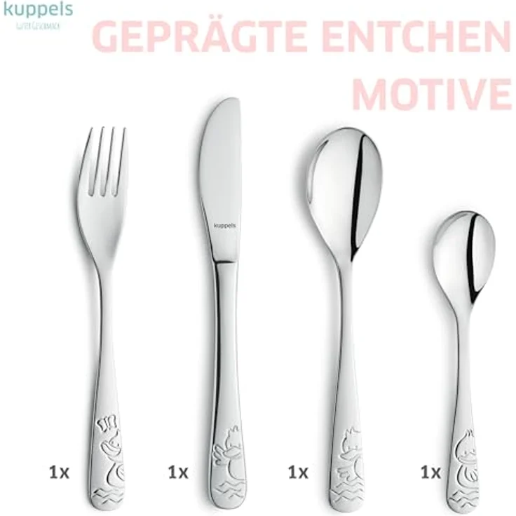 Kuppels DUCK Kinderbesteck Set 4-teilig hochglanzpoliert – Bild 4