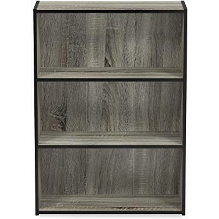 Furinno Pasir Bücherregal mit 3 Fächern, holz, Französisches Eichengrau, 24. 64x57. 66x80 cm – Bild 8