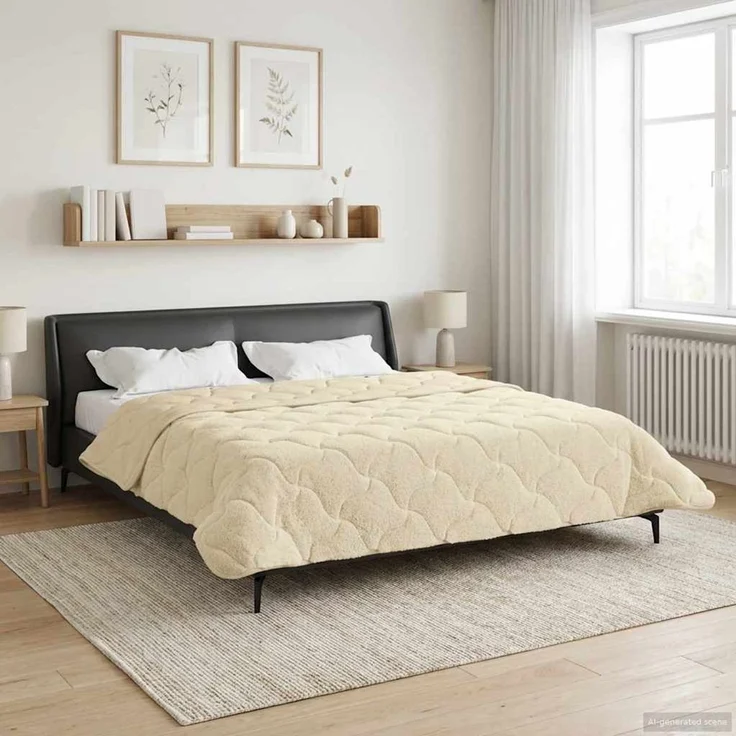 vidaXL Winterbettdecke Creme 200 x 200 cm Mikrofaser und Teddy-Fleece 42026364 – Bild 4