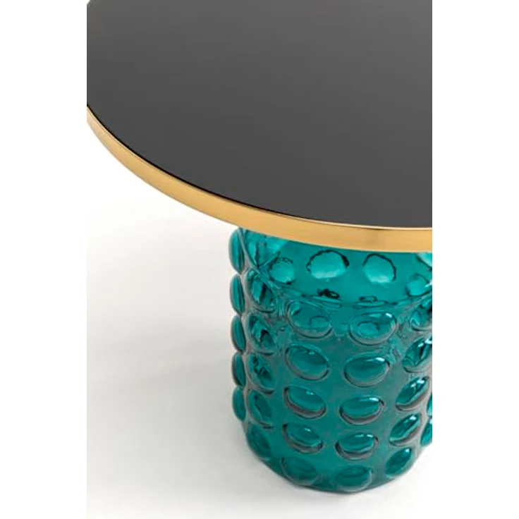 Kare Design Beistelltisch Lola Blau, blau, rund, Durchmesser 35 cm, Glassockel, Couchtisch, Wohnzimmer, Nachttisch – Bild 4