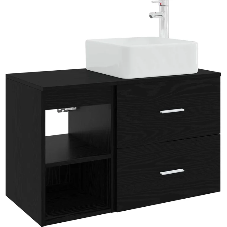 vidaXL Badezimmerschrank-Set 2 stk. Schwarz Eichen-Optik 3403881 – Bild 2