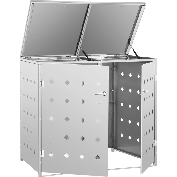 vidaXL Mülltonnenbox für 2 Tonnen 240 L Edelstahl 145380 – Bild 5