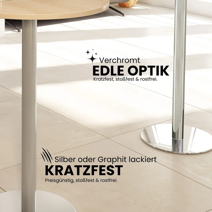 bümö Besprechungstisch, Esstisch klein, Tisch rund 80x80 cm in Buche, Gestell: graphit - kleiner Rundtisch für 2 Personen mit Holz-Platte, Säule aus Metall, Konferenztisch, Bistrotisch, STF08-6-G – Bild 2