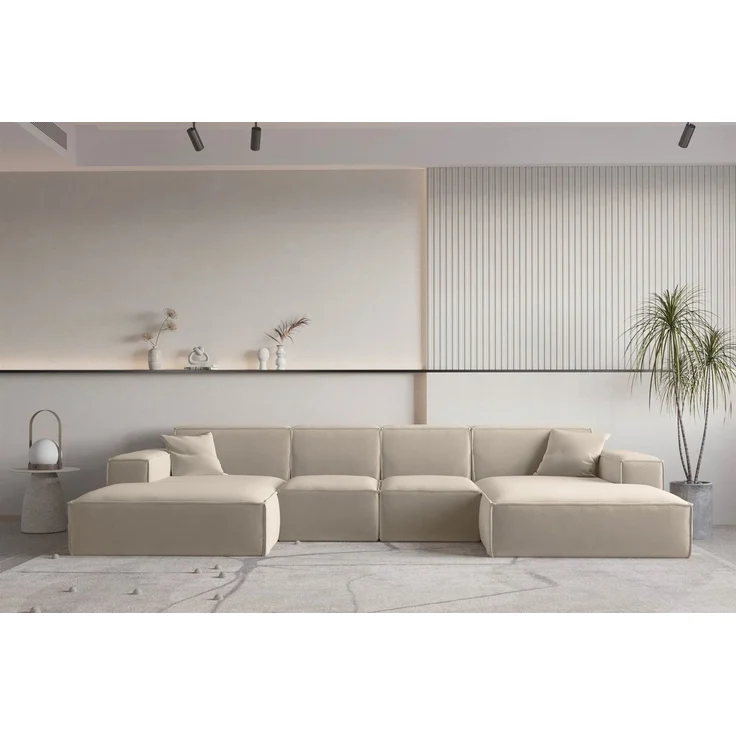 Wohnlandschaft U-Form CELES PREMIUM XS in Stoff Opera Velvet Beige – Bild 1