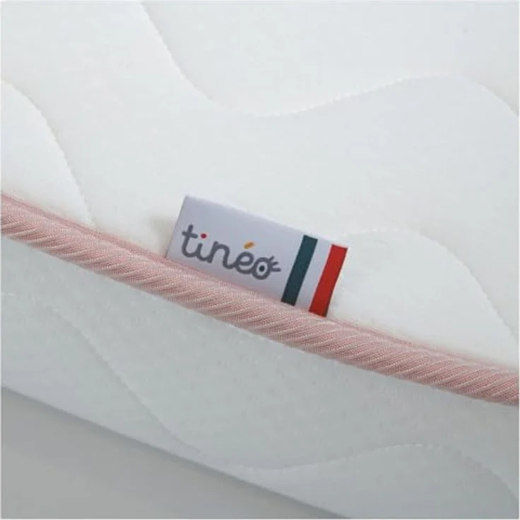 Tinéo – Babymatratze Wachstum 60 x 120 x 12 cm – Angepasst an das Wachstum des Babys – Fest – 2 schlafseiten: Dichte 16 kg/m³ und 24 kg/m³ – Keine Behandlung, Weiß – Bild 7