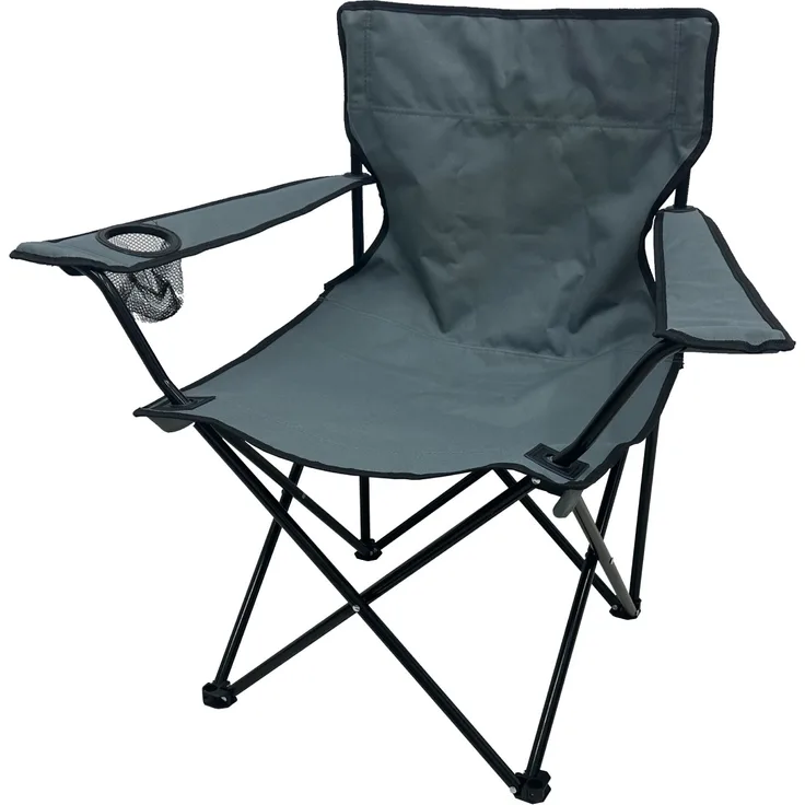 Anglersessel Campingsessel mit Getränkehalter Tragetasche Armlehne dunkelgrau