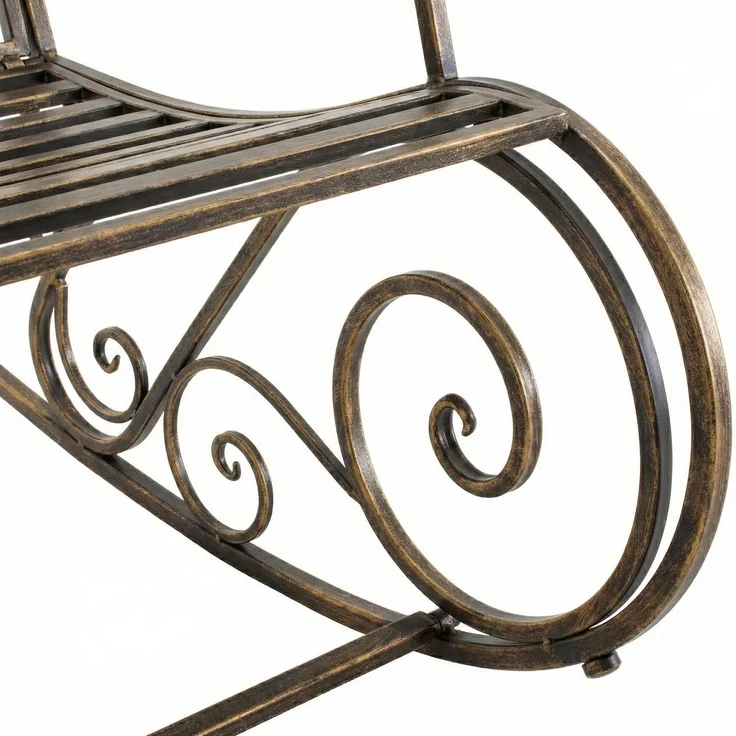 Schaukelstuhl ANNA Antik Outdoor - 56x90x94cm, Metall, Bronze | Gartenstuhl Liegestuhl Relaxstuhl Garten Terrasse – Bild 7