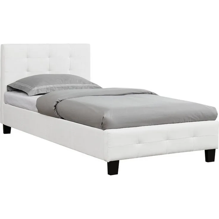 CARO-Möbel Polsterbett Ohio Bettgestell 90x200 cm Einzelbett Designbett inklusive Lattenrost Textilbezug in weiß