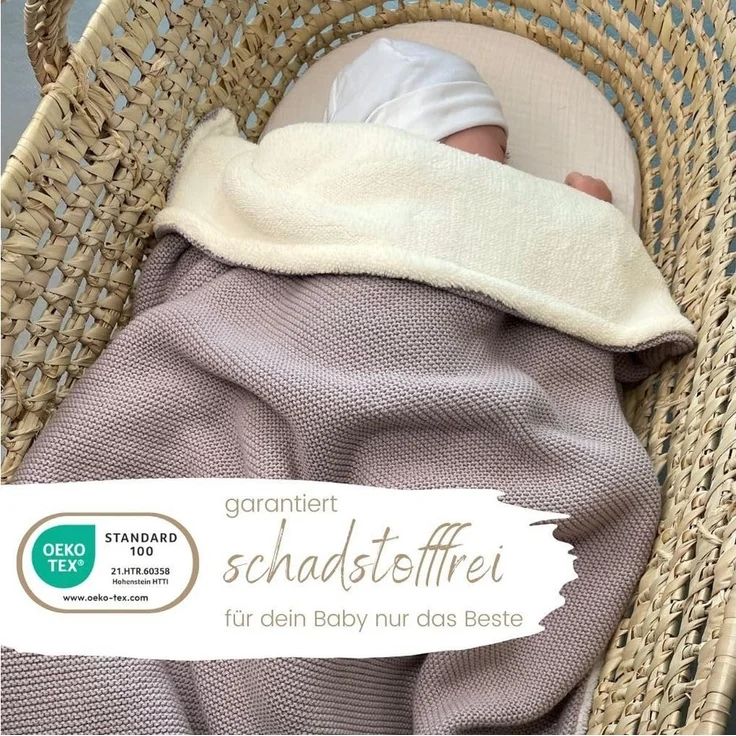 Babydecke Winterdecke Neugeborene Baumwolle/ Fleece OEKO-TEX® Kinderwagendecke, DIKOS, PREMIUM Qualität, ALTROSA/GRAU, warm, kuschelweich, Babygeschenk – Bild 3