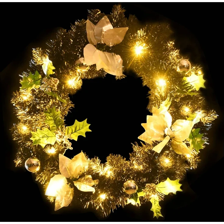 vidaXL Weihnachtskranz mit LED Schwarz 60 cm PVC 321518 – Bild 3