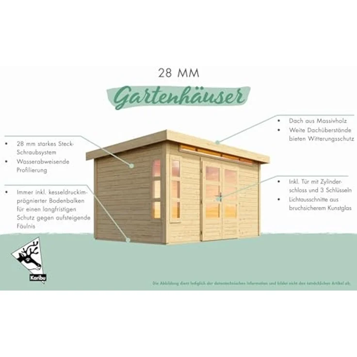 Karibu Holz Gartenhaus "Theres 3", naturbelassen, 2,4x2,4 m (B x T),ohne Anbaudach – Bild 2