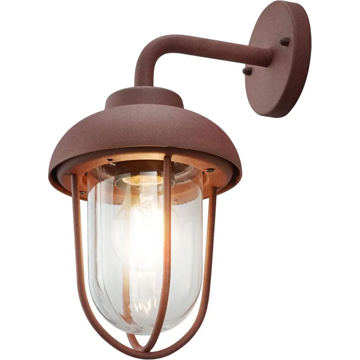 LED Wandleuchte, Laterne, Alu, rostfarben, H 33 cm