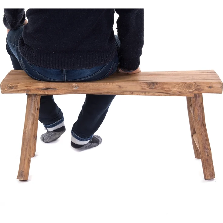 DESIGN DELIGHTS Sitzbank HOLZBANK "MALU 93", Baumkante Massivholz, 93x44 cm, Natur Sitzbank – Bild 7