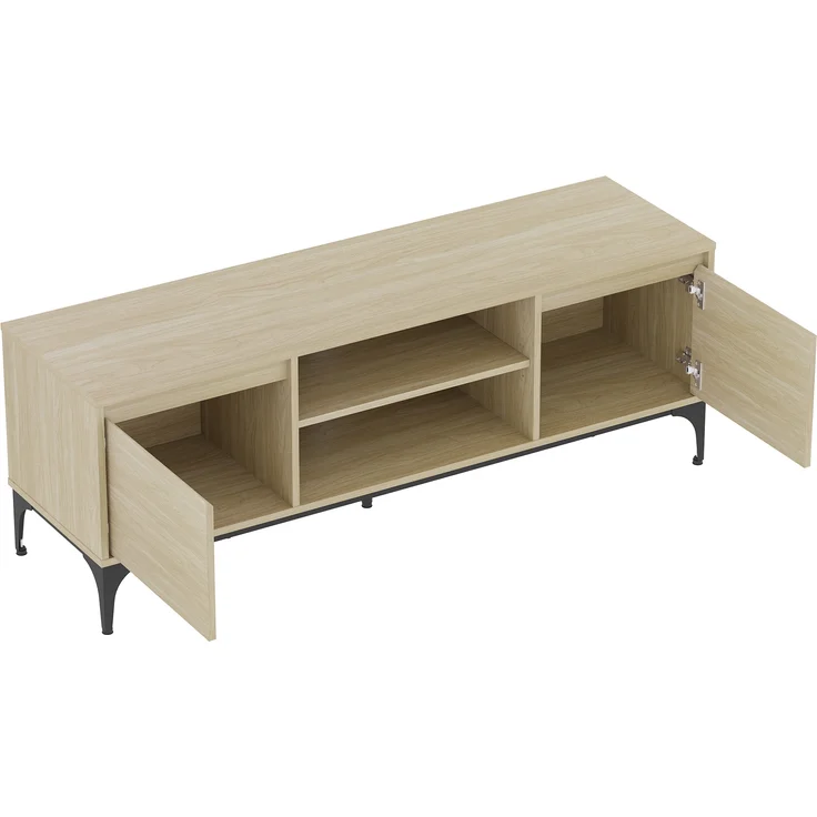 Fernsehschrank Kistiandi 140x40x50 cm Eicheoptik, hell [en. casa] – Bild 5