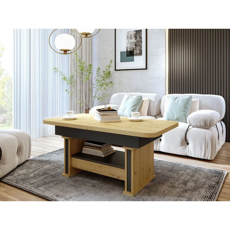 designimpex Couchtisch Design DA-555 Schublade höhenverstellbar ausziehbar 120/200 cm Tisch, Funktionstisch, Wohnzimmertisch, Tisch, Esstisch, Sofatisch, Schublade – Bild 2