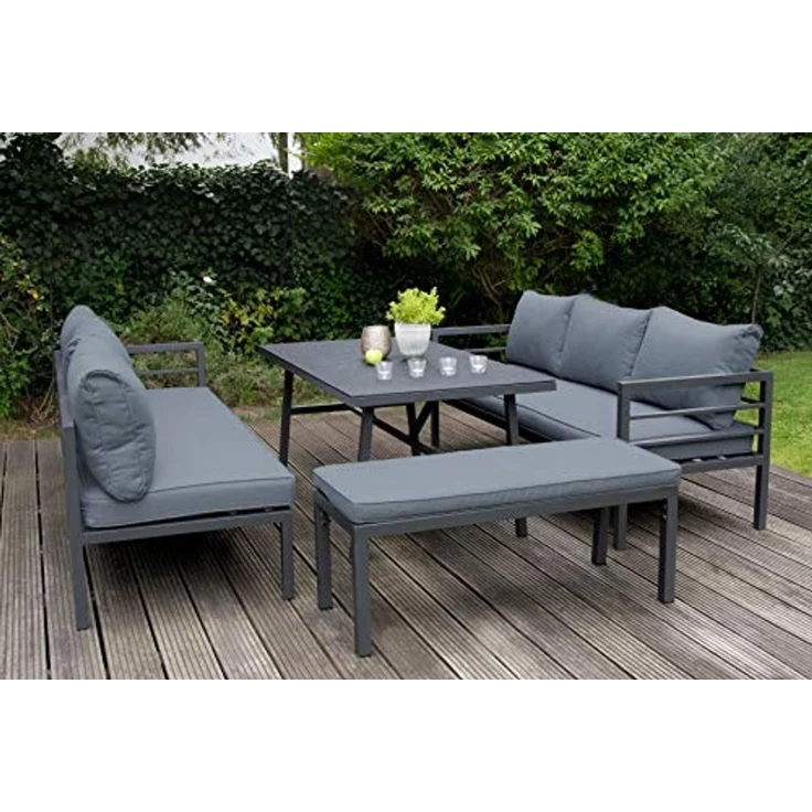 Green Spirit Loungeset »San Menaio« Lounge Set Ecklounge Loungemöbel Essgruppe Gartenmöbel, (Set, 4-tlg, Essgruppe für 7-8 Personen), mit verstellbarem Kopfteil, als Sonnenliege verwendbar – Bild 4