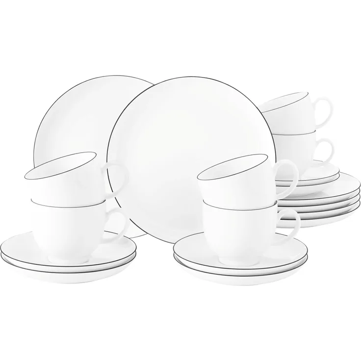 Seltmann Weiden Lido Black Line Kaffeeservice rund 18-teilig