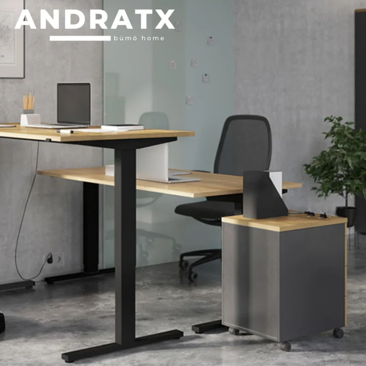 bümö Andratx Rollcontainer mit Schubladen, Container abschließbar aus Holz in grau - Rollwagen für's Büro als Schreibtisch Unterschrank, Bürocontainer od. Schreibtischcontainer, AXRC-69 – Bild 7