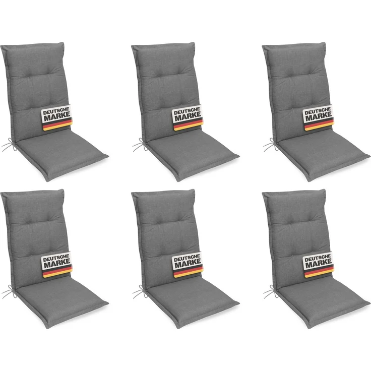 Gardissimo 6x PREMIUM Hochlehner Gartenstuhl Auflagen 120x50x8cm grau – Bild 1