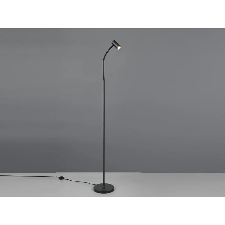 Schmale Stehlampe TARYN Schwarz mit flexibel einstellbarem Spot, Höhe 133,5cm – Bild 3