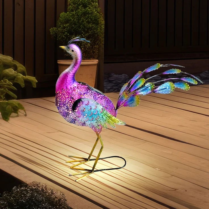 LED Solarleuchte, Pfau, bunt, Höhe 55 cm – Bild 2