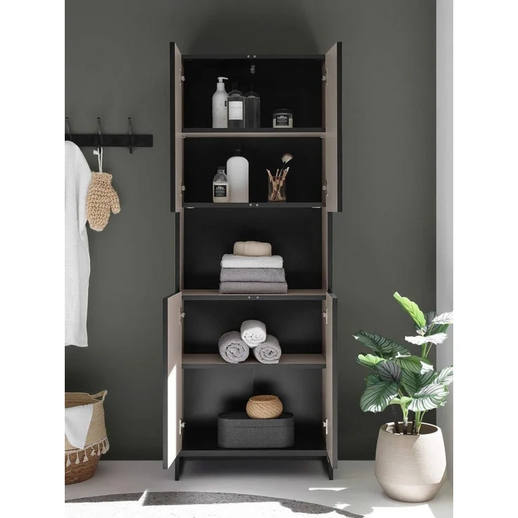 moebel-dich-auf Hochschrank VENEZIA (breiter Badezimmer Wandschrank in kaschmir 60 cm breit) – Bild 3