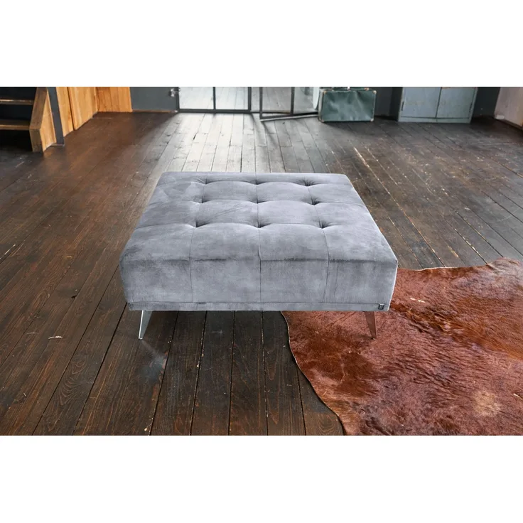 KAWOLA Hocker WIOLO velvet grau 42 x 110 x 110 cm