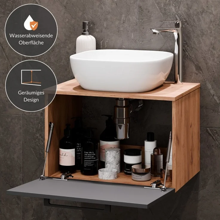 Planetmöbel Badmöbel-Set ASTRA Waschtischunterschrank 60 cm mit Seitenschrank, (Badezimmerschrank, 3-St, Waschbeckenunterschrank), Badezimmer Möbel im modernen Design – Bild 4