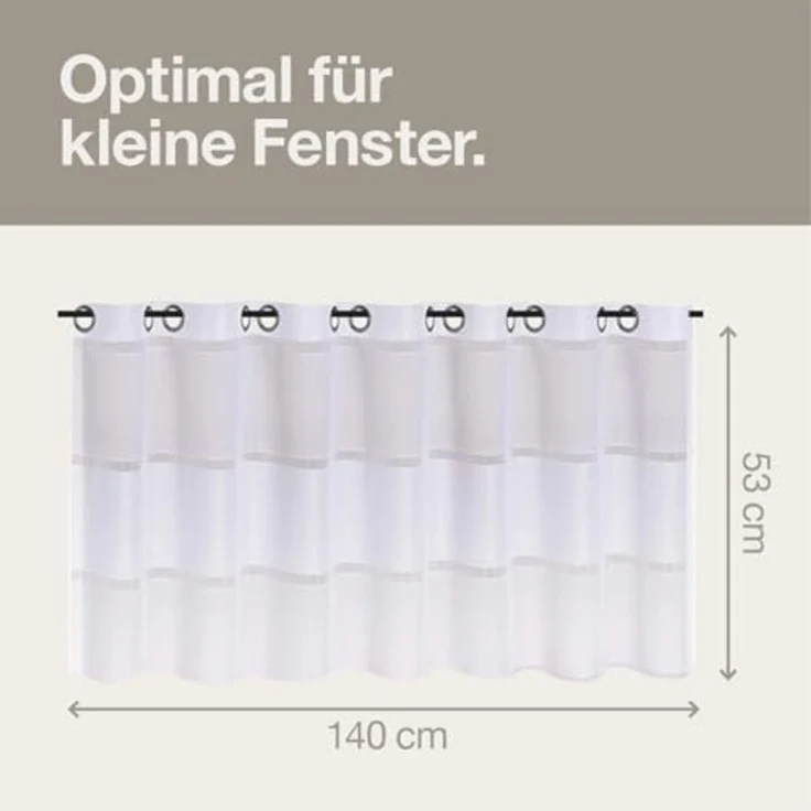 Happy Home Scheibengardine HARLOTTA, Ösen (1 St), transparent, HxB: 53x140, Webware "Made in Germany" – Bild 3