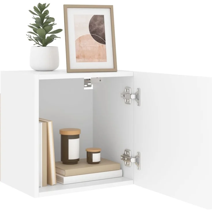 2 pcs TV-Wandschrank, TV Hängeboard Hängeschrank Weiß 40,5x30x40 cm Holzwerkstoff – Bild 5